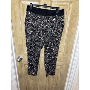 “LOFT” Ann Taylor BLACK FLORAL BOTANICAL ANKLE CUFFED LEG CASUAL PANTS SIZE 6
